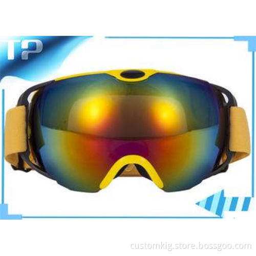 TPU Custom Yellow Reflective Ski Goggles Windproof / Dustpr